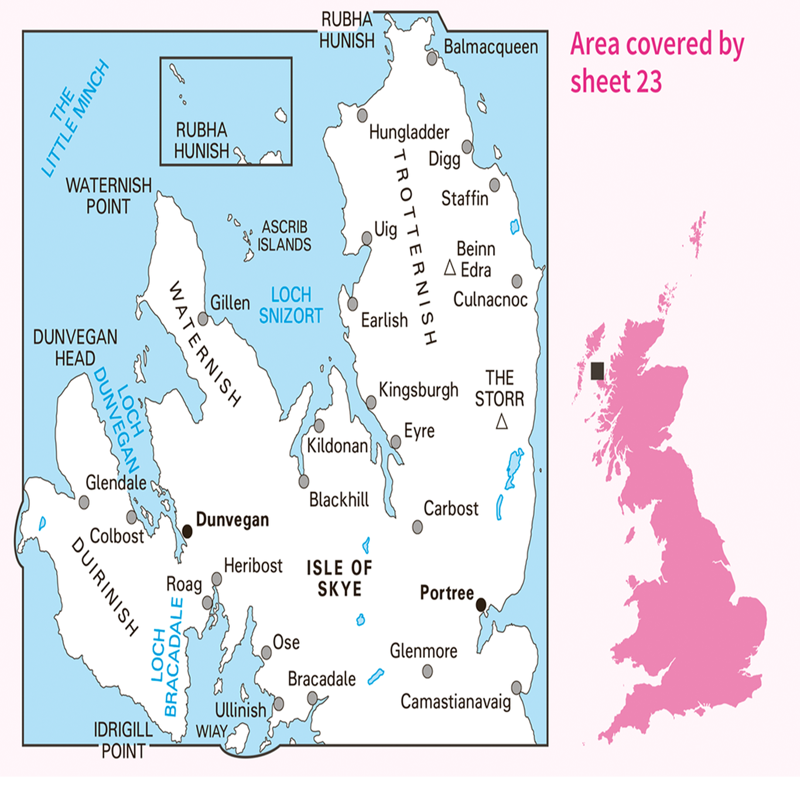 OS Landranger Map 23 - North Skye Dunvegan and Portree-2